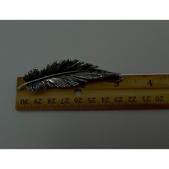 Silver Tone Brooch 3" Fluttering Feather - Picture 6 of 6